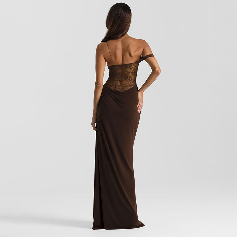 EMPIRE Sheer Lace Elegant Maxi Dress Sleeveless Backless Chic Evening Dress