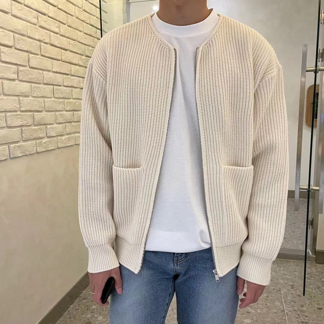EMPIRE Men Zip Up Knitted Cardigan For All Seasons
