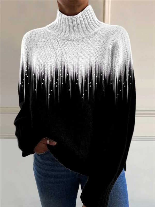 EMPIRE Women's Christmas Printed Turtleneck Sweater