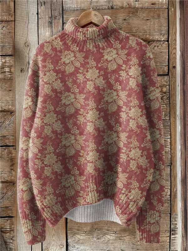 EMPIRE Women's Christmas Printed Turtleneck Sweater