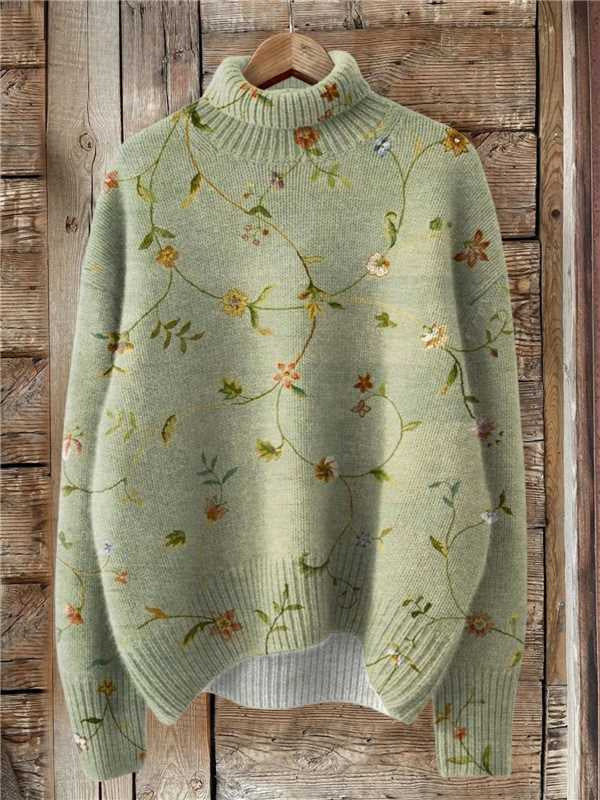 EMPIRE Women's Christmas Printed Turtleneck Sweater