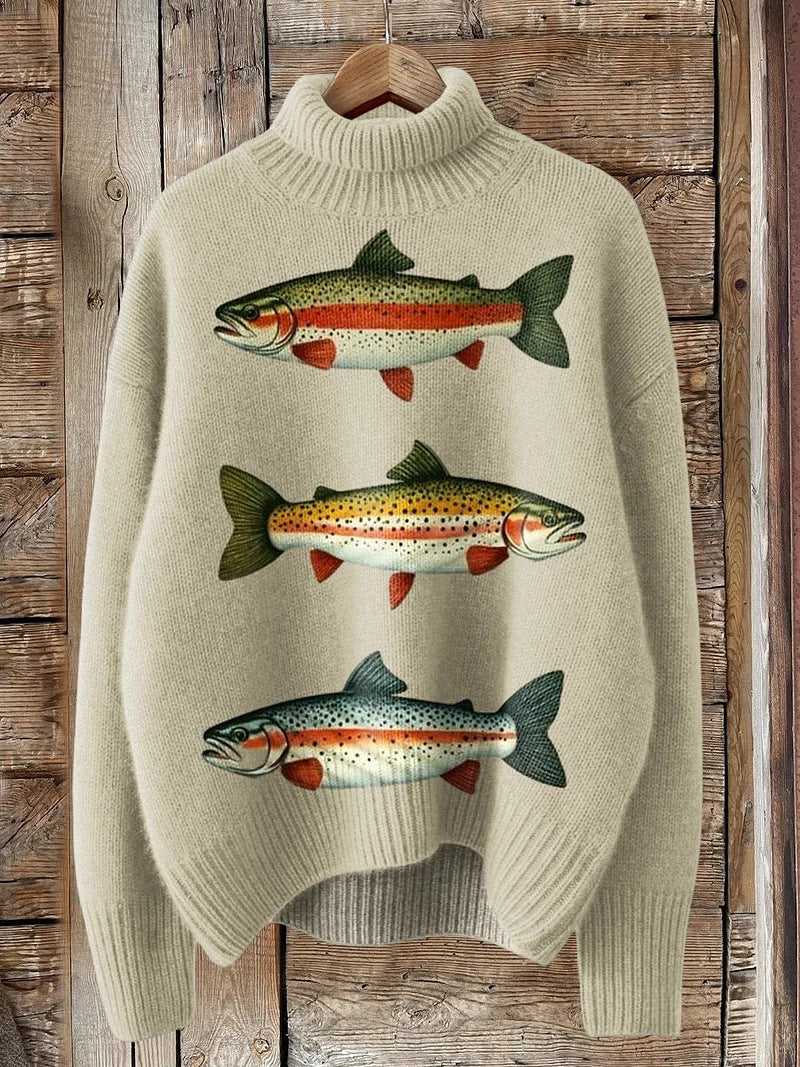 EMPIRE Women's Christmas Printed Turtleneck Sweater
