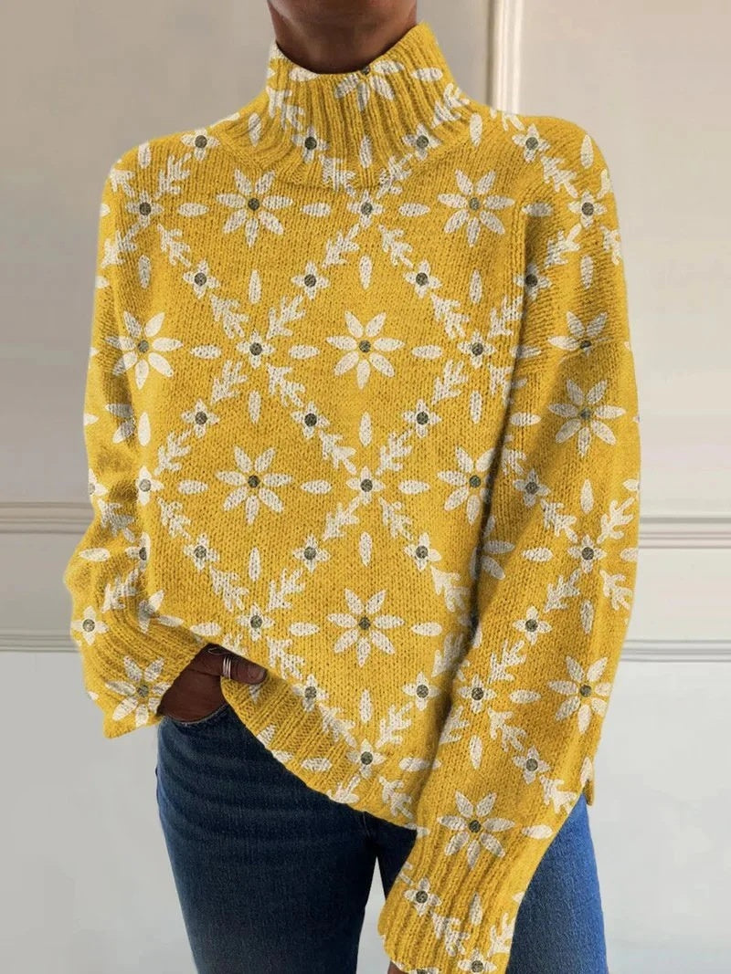 EMPIRE Women's Christmas Printed Turtleneck Sweater