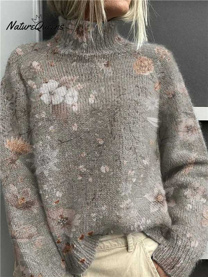 EMPIRE Women's Christmas Printed Turtleneck Sweater