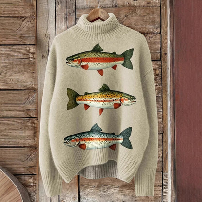 EMPIRE Women's Christmas Printed Turtleneck Sweater