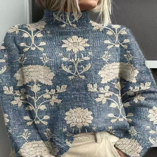 EMPIRE Women's Christmas Printed Turtleneck Sweater